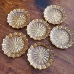 お値下げ アンティーク ガラス 小皿 ゴールド 豆皿 6客