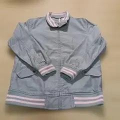 BEAMS グレー✕ピンク スイングトップ ストライプリブ ブルゾン Sのサムネイル