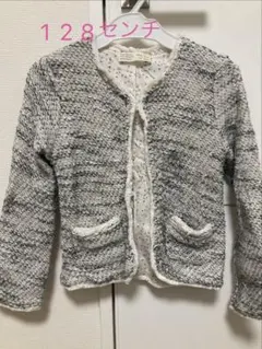 Zara girls グレーとホワイトのカーディガン