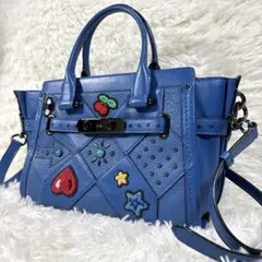 美品✨COACH スワッガー 2WAY ハンドバッグ 55503 ブルー