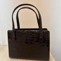 ダークブラウン クロコダイル風 ハンドバッグ