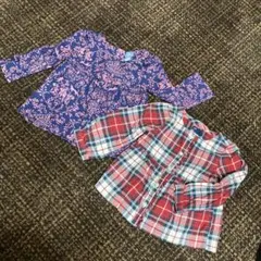 baby GAP花柄長袖チュニック チェック柄長袖ブラウス80cm女の子