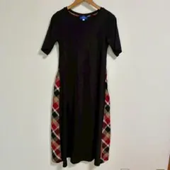 ブルーレーベルクレストブリッジ チェック　ワンピース ロング　半袖 Aライン