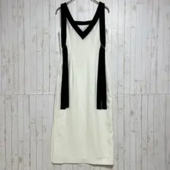 ◆ジャスグリッティー　バイカラーワンピース　ロング　スリット　Vネック　華やか