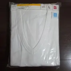 UNIQLO コットン フライスVネックT 3枚組 ホワイト Lのサムネイル