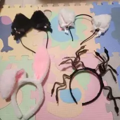バニー耳とツノのヘッドバンド4点セット