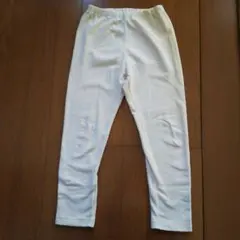 ホワイトリブ編みレギンス 120cm