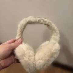 クリーム色のファーイヤーマフ、耳当て、子供、レディース