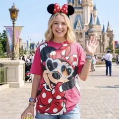 現行モデル★東京ディズニーリゾート ミニー キラキラサングラス Tシャツ LL