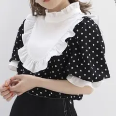 ドットフリルブラウス　　nice claup
