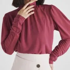 【美品】rienda ラウンドSLVシアーTOP（FREEサイズ PINK)のサムネイル