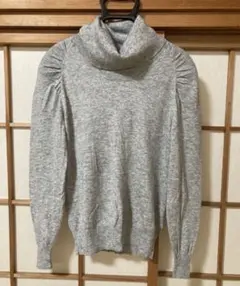 ラメ入　グレー タートルネック カットソーM
