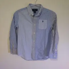 【美品】ラルフローレン　水色ストライプ長袖シャツ　切り替え　7　130/64