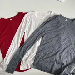 GU ソフトシアークルーネックT(長袖) Sサイズ 3色セット