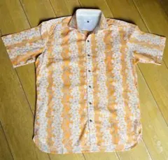 a.v.v HOMME アロハシャツ オレンジ 花柄 半袖Mのサムネイル