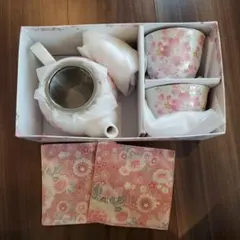 花柄急須と茶碗セット