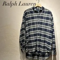 Ralph Lauren ボタンダウンシャツ ネイビー チェック メンズ 刺繍