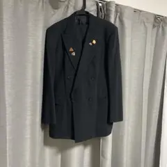 リメイク】短丈テーラードジャケット ダブルスーツ ブラック 春夏用 