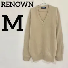 【RENOWN】Vネックウールニットセーター ベージュ Mのサムネイル
