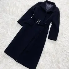 239【美品】アンタイトル ロングコート アンゴラ混 ベルト付き 黒 1