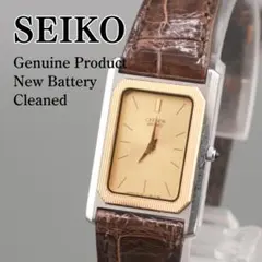 稼働 SEIKO CREDOR スクエア 腕時計 新品電池 純正ベルト クォーツ