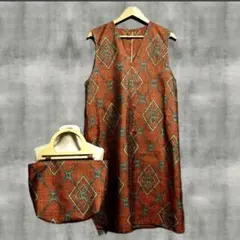 紬リメイクのジャンスカとバッグのセットアップ②