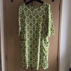 超美品⭐︎円形模様の抹茶色チュニック　ワンピース　 M-Lサイズ