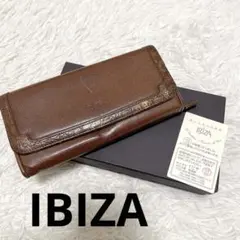 IBIZA イビザ 長財布 収納多 箱付き ブラウン 刻印入り かぶせ長財布