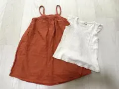 リブトップスとチュニックワンピース110
