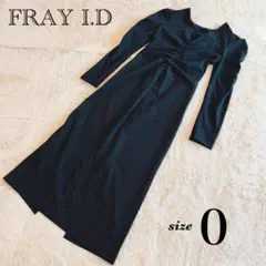 FRAY I.D パフスリーブシャーリングワンピ 2way ネイビー ストライプ
