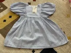 H&M 青と白のチェック柄ワンピース
