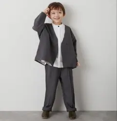 ノーカラージャケットセットアップ（裏地ストライプ）リジェール140