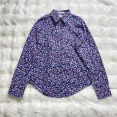L.L.Bean 花柄　長袖シャツ XS ネイビー Wrinkle Resist