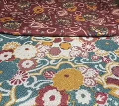 【未使用】和柄 巾着 2点セット 花柄×手毬柄 旅館 ノベルティ