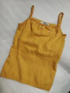 匿名配送　ビーズ装飾 マスタード色 タンクトップ