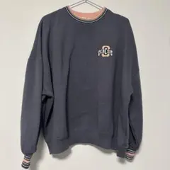 グレー ロゴ刺繍 オーバーサイズ トレーナー