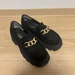 スエードローファー厚底