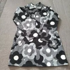 ヘリーハンセン　撥水　コート　花柄　モノクロ　Sサイズ　ノーカラー　美品