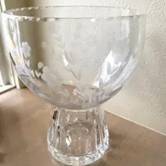ガラス製花器 花模様 ボウル型