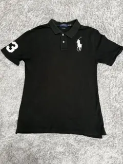 【美品】ポロラルフローレン ポロシャツ 黒 半袖 ロゴ刺繍 ビッグポニー XL