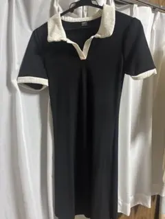 Dazy 半袖ミニワンピース M 黒/アイボリー