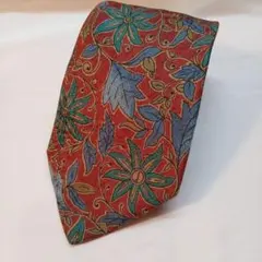 ダンヒルネクタイ【美品】dunhill シルク100% 花柄 ボタニカル 赤