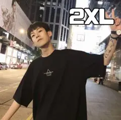 【ワンポイントTシャツ】ブラック ストリート系 オーバーサイズ   2XL