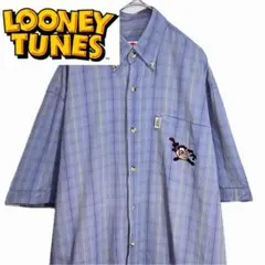 LOONEY TUNES タズマニアンデビル 半袖ボタンダウンシャツ 刺繍のサムネイル