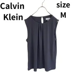 カルバンクライン ノースリーブブラウス M グレー センタープリーツ