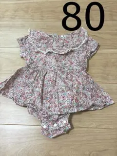 花柄　プリントロンパース 80 ペアマノン