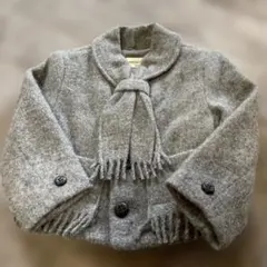 MINI-BATSU グレー フリンジジャケット キッズ100