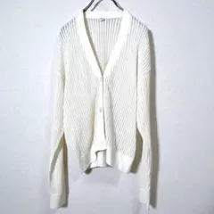 UNIQLO ユニクロ　メッシュVネックショートカーディガン　オフホワイト　L