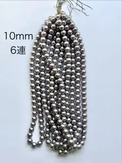 6連 10mm パール グレーパープルシルバー ガラス チェコビーズ まとめ売り