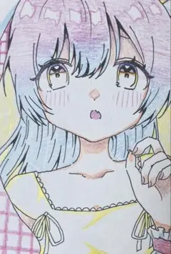 手描きアニメキャラクターイラスト A4サイズこより - メルカリ